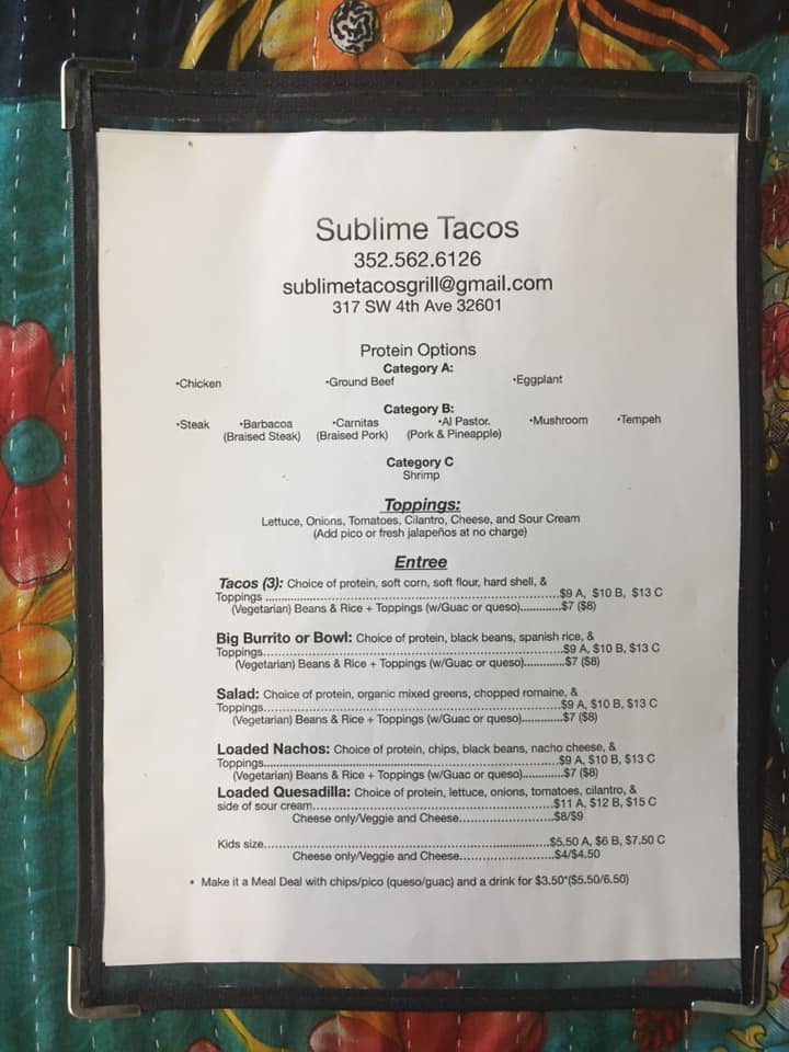 Sublime Tacos What's for Dinner Gainesville